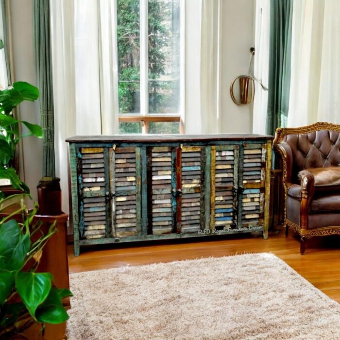 RFD - Royal Furniture Decor Sheesham Wood Sideboard Cabinet with 3 Drawer and Storage for Living Room Home and Office - Image 1