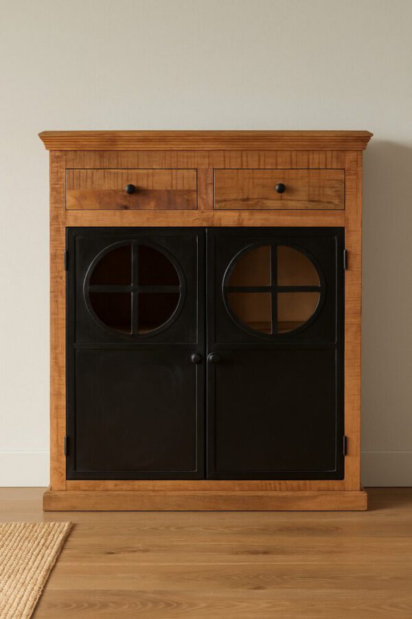 DHVIJ Heritage Cabinet With Drawers And Glass Doors