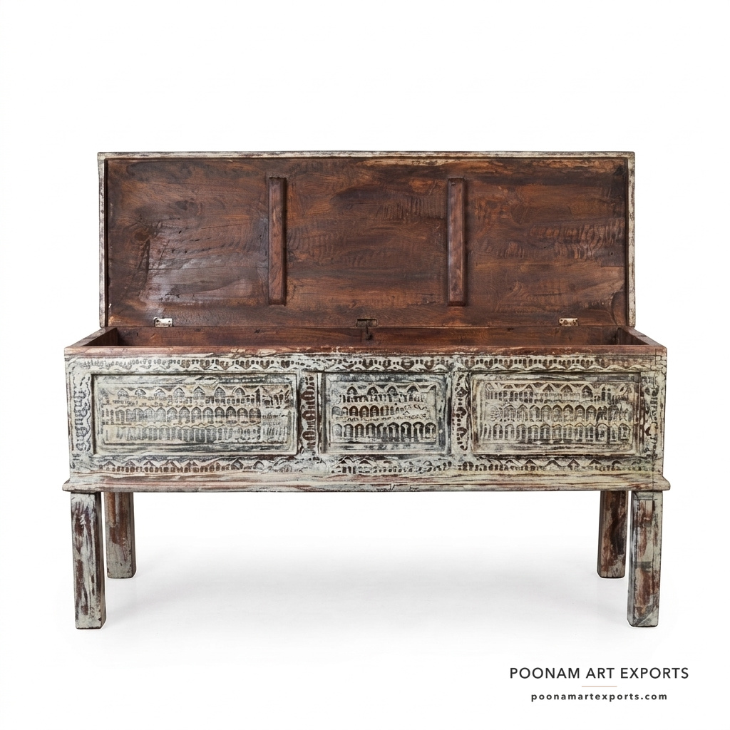studio_1_front_center_wm Vintage Shabby Chic Indian Console Table - Image 1