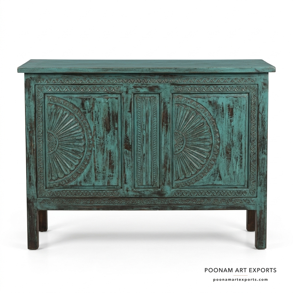 studio_1_front_center_wm Antique Coastal Console Table - Image 1