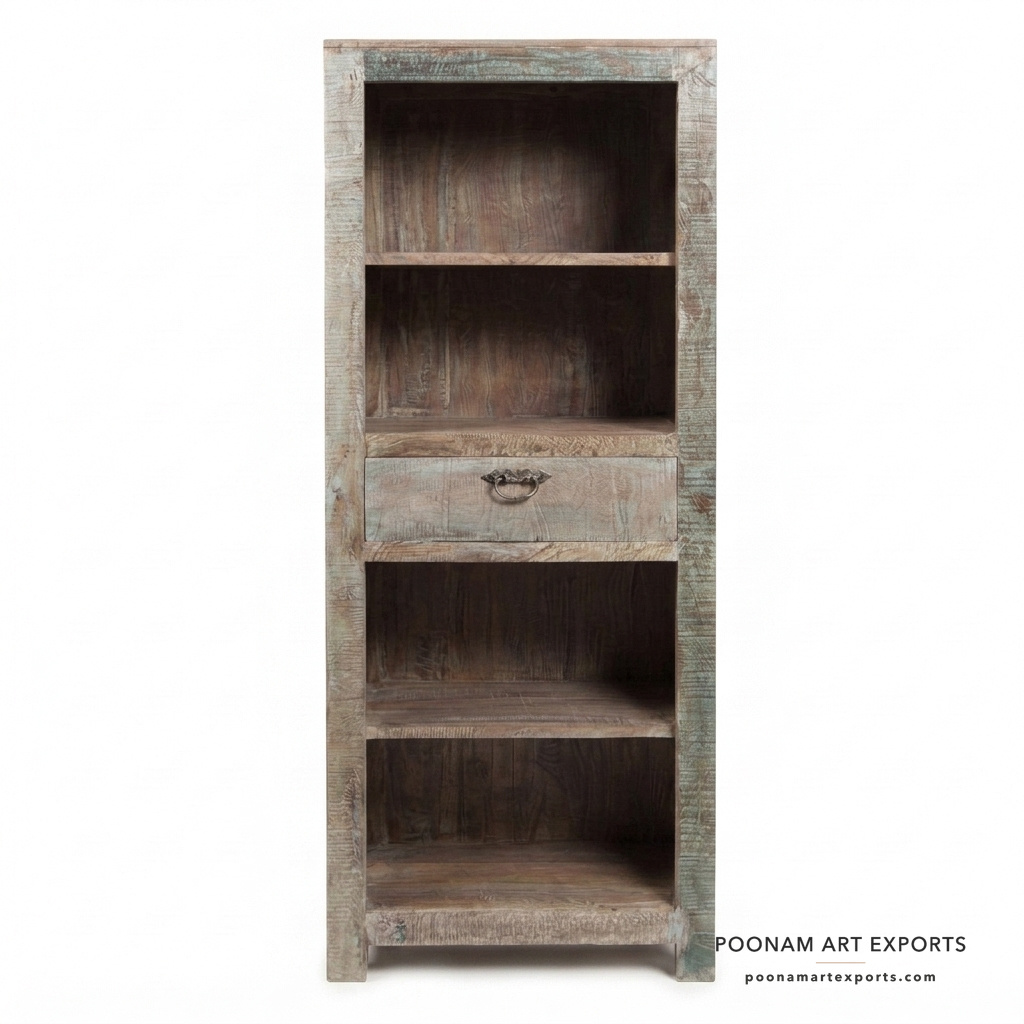 studio_1_front_center_wm Reclaimed Wood Open Bookcase - Image 1