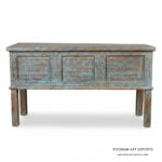 Indian Carved Distress Finish Console Table