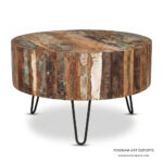 Reclaimed Round Table Iron Base Center Furniture Design - Image 2